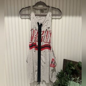 Vintage Furst Of A Kind OSU Buckeyes Gray Zip-Up Distressed Tank Top *NWOT*